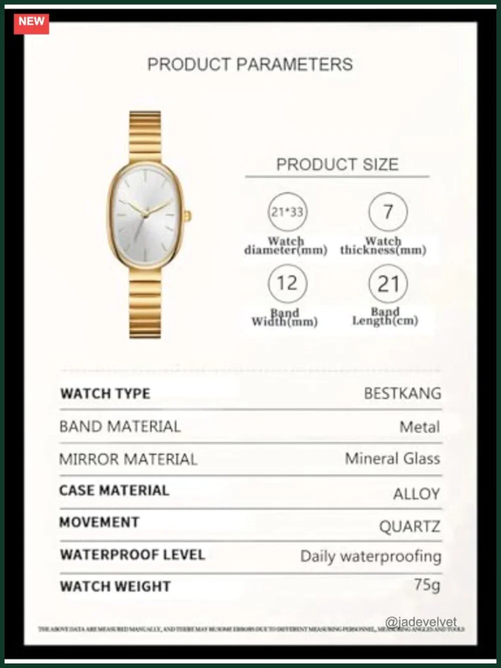 Oval Ultrathin Waterproof Wrist Watch with Metal Band